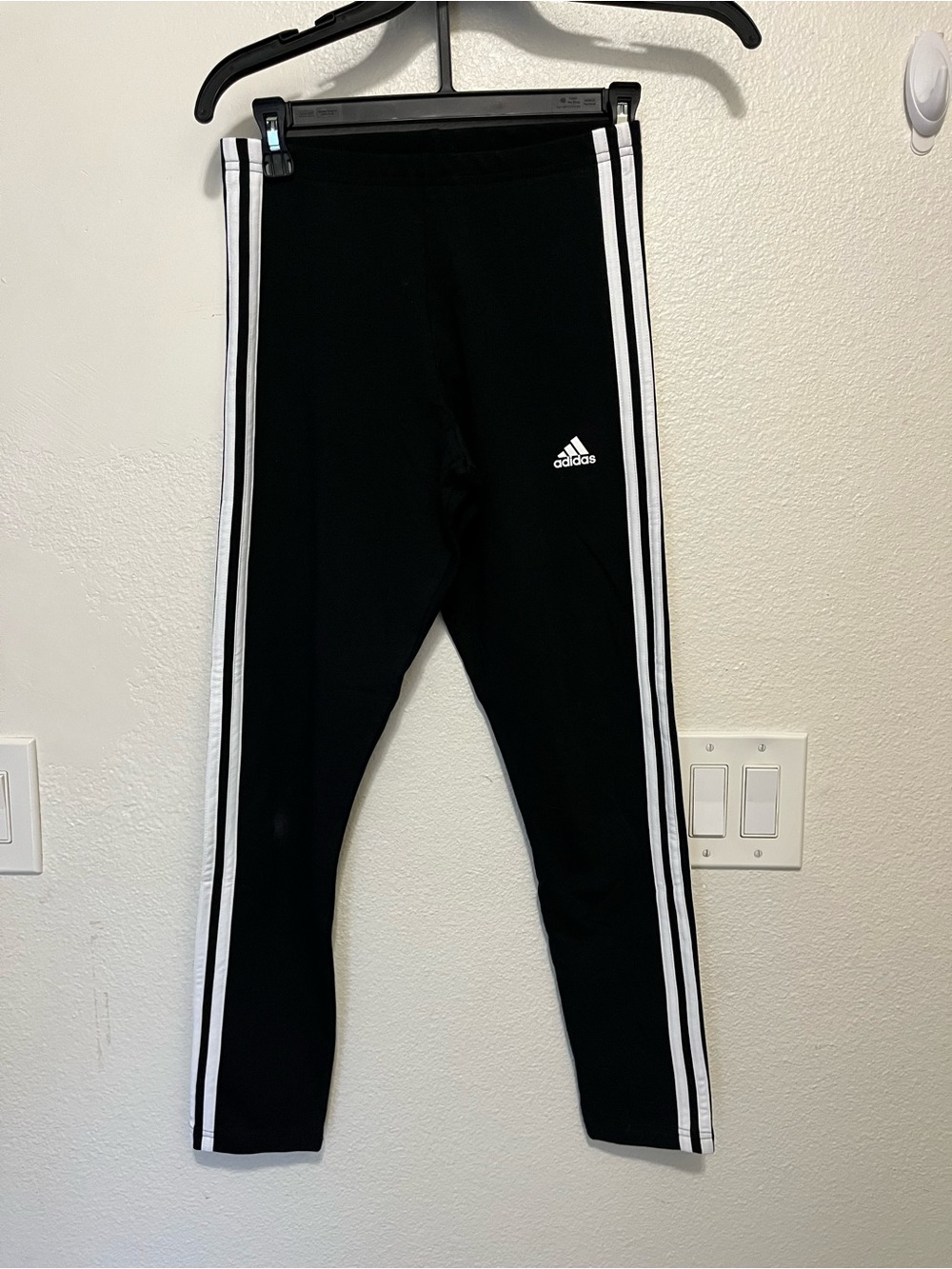 adidas Black Leggings with White Side Stripes